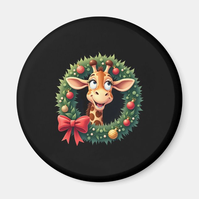 Funny Animal Giraffe Meme Face Festive Xmas T-Shir Magnet (Front)