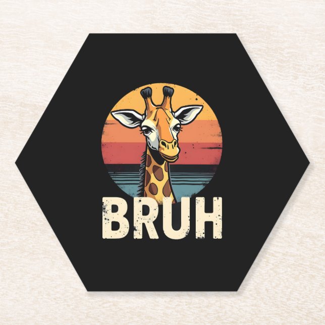 Funny Animal Giraffe Meme Face Festive Xmas T-Shir Paper Coaster (Front)