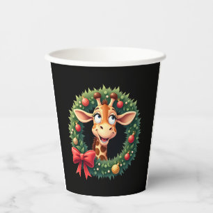 Funny Animal Giraffe Meme Face Festive Xmas T-Shir Paper Cups