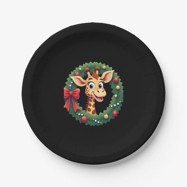 Funny Animal Giraffe Meme Face Festive Xmas T-Shir Paper Plate (Front)