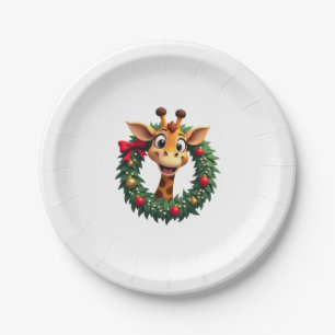 Funny Animal Giraffe Meme Face Festive Xmas T-Shir Paper Plate