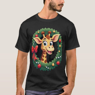 Funny Animal Giraffe Meme Face Festive Xmas T-Shir T-Shirt