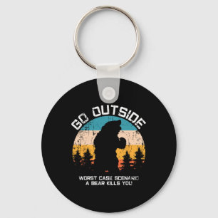 Funny Animal Go Outside Get Eaten By Bear  Key Ring