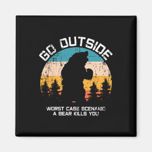 Funny Animal Go Outside Get Eaten By Bear  Magnet