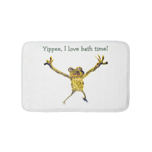 Funny Animal Leaping Frog, I Love Bath Time Mat