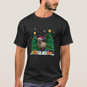 Funny Animal Lovers Elk Santa Hat Ugly Christmas S T-Shirt