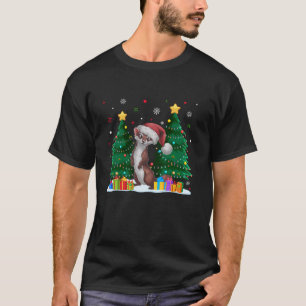 Funny Animal Lovers Weasel Santa Hat Ugly Christma T-Shirt
