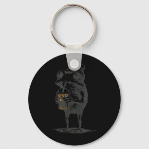 Funny Animal Meme Frog Drinking Iced Coffee Men Key Ring
