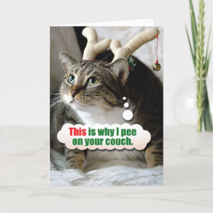 Funny Animal Merry Christmas - Pee On Couch Holiday Card