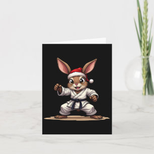 Funny Animal Rabbit In Karate Uniform For Christma Card