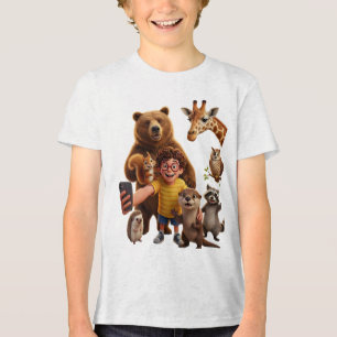 Funny Animal Selfie Squad Cartoon Design  Tri-Blend Shirt
