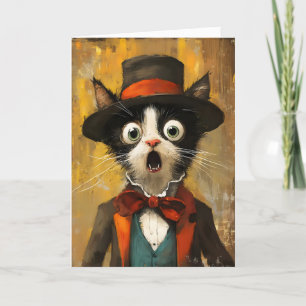 Funny Animal Shocked Cat Holiday Card