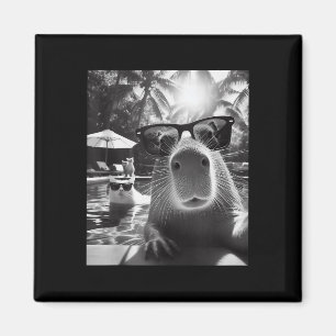 Funny Animal Swimming Pool Capybara Selfie With Ca Magnet