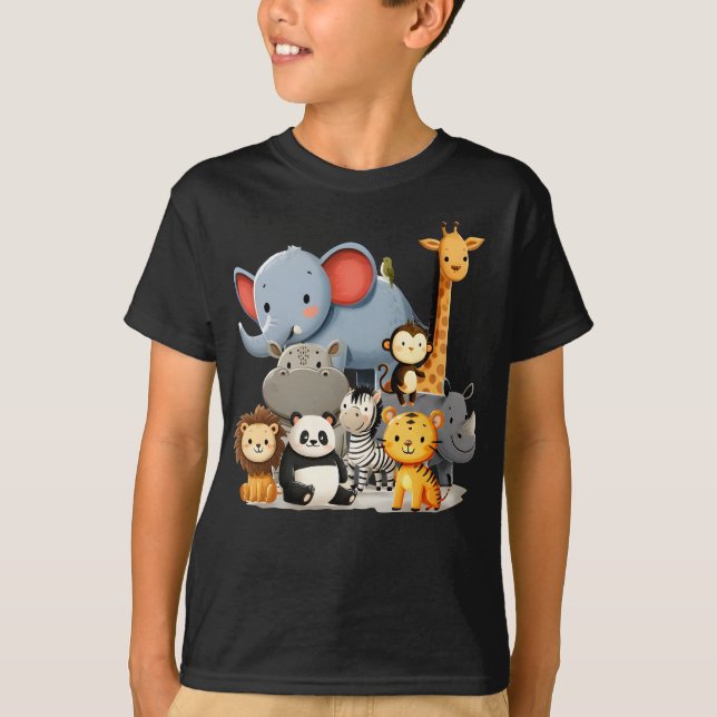 Funny Animal Wildlife Birthday Zoo Party For Kids T-Shirt (Front)