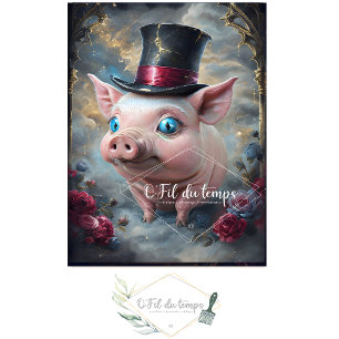 Funny Animal with Hat Decoupage paper.  Tissue Paper