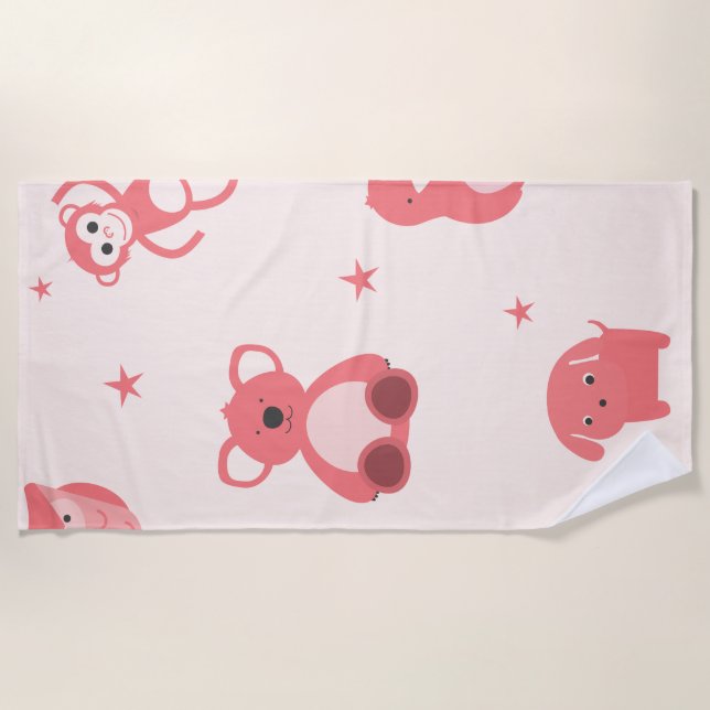 Funny animals beach towel (Front)