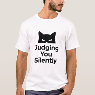 funny animals cat cafe Judging You Silently T-Shirt