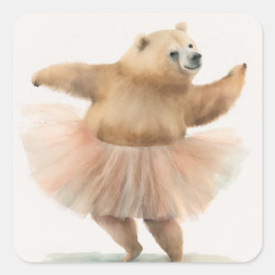 Funny animals - cute bear dancing ballet sticker