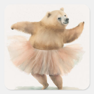 Funny animals - cute bear dancing ballet sticker