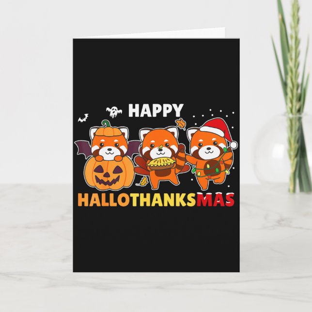 Funny Animals For The Holidays Red Panda Christmas Card (Front)