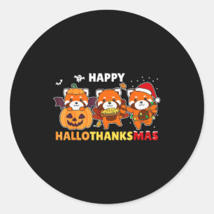 Funny Animals For The Holidays Red Panda Christmas Classic Round Sticker