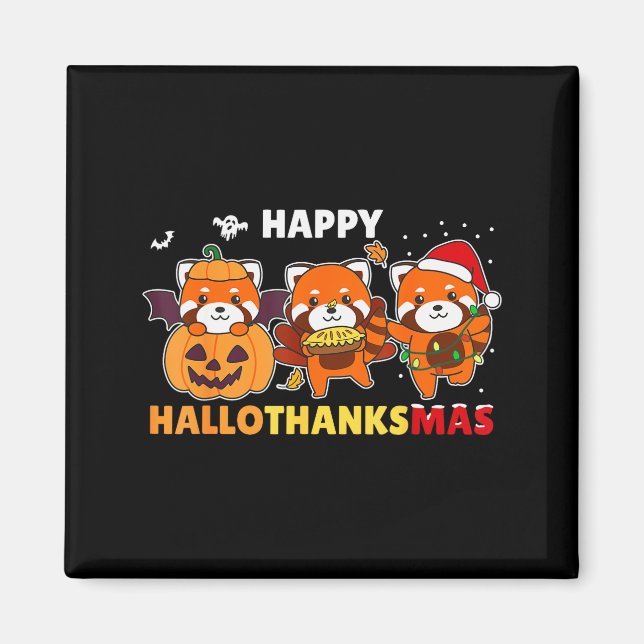 Funny Animals For The Holidays Red Panda Christmas Magnet (Front)