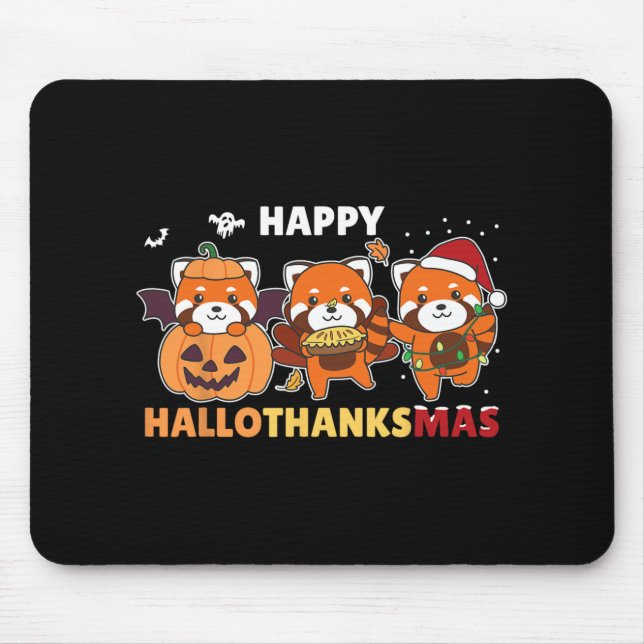 Funny Animals For The Holidays Red Panda Christmas Mouse Mat (Front)