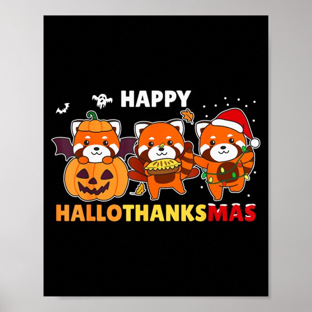 Funny Animals For The Holidays Red Panda Christmas Poster (Front)