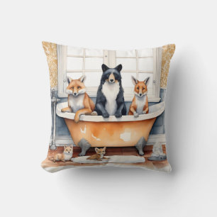 Funny animals in bath cushion