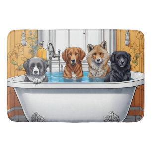 Funny animals in bath mat
