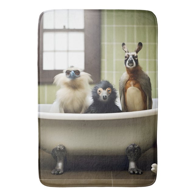 Funny animals in bathroom bath mat (Front Vertical)