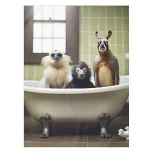 Funny animals in bathroom tablecloth