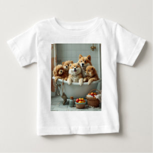 Funny animals in bathtub baby T-Shirt