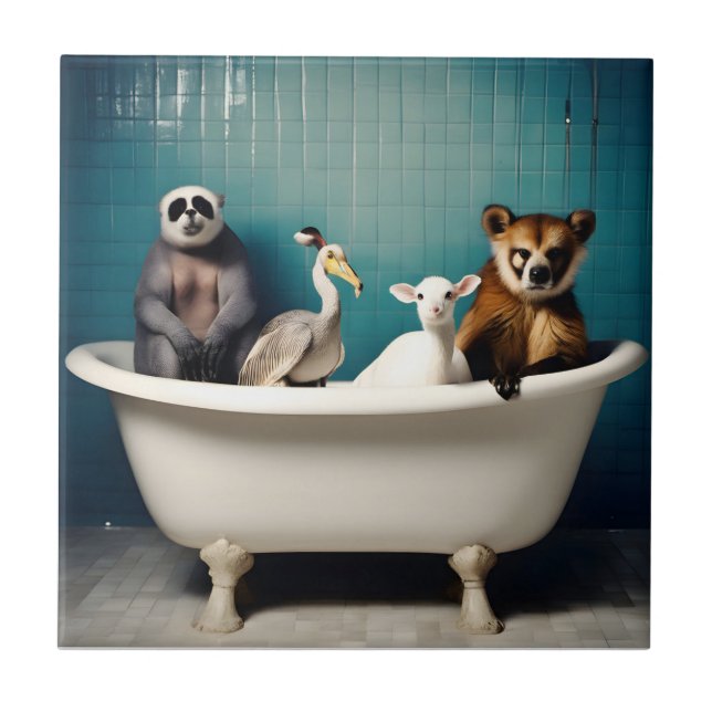 Funny animals in the bathroom tile (Front)