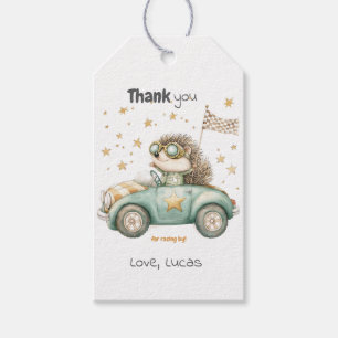 Funny Animals Race Cars 2nd Birthday Gift Tags