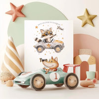 Funny Animals Race Cars 2nd Birthday