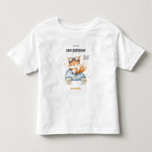 Funny Animals Race Cars 2nd Birthday Toddler T-Shirt
