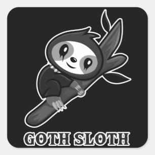Funny Animals Sloth Goth Sloth Square Sticker