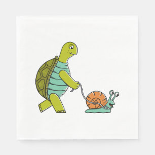 Funny Animals Turtle And Snail Napkin