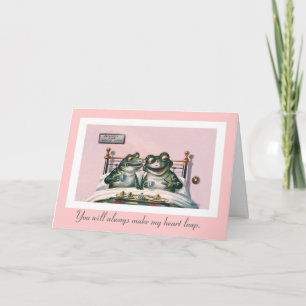 Funny Animals; Vintage Frogs Valentine's Day Holiday Card