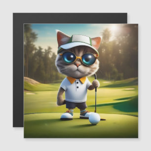 Funny Animated Cat Golf Player,