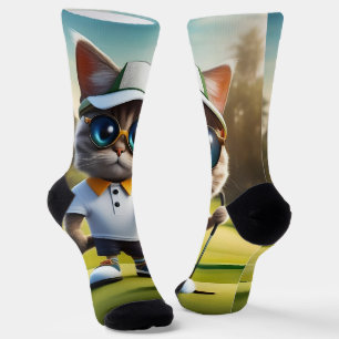 Funny Animated Cat Golf Player, Socks
