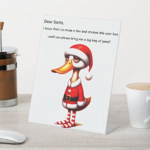 Funny Animated Christmas Duck  Pedestal Sign