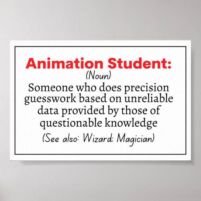 Funny Animation Student definition Poster (Front)