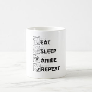 Funny Anime Gift Eat Sleep Repeat Otaku Coffee Mug