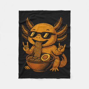 Funny Anime Kawaii Axolotl Eating Ramen Graphic Te Fleece Blanket