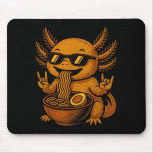 Funny Anime Kawaii Axolotl Eating Ramen Graphic Te Mouse Mat