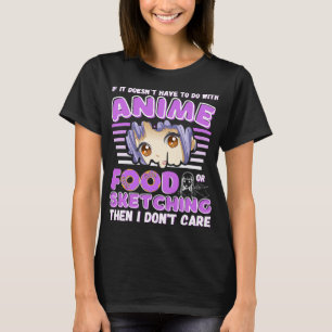 Funny Anime sketching drawing food lover anime gir T-Shirt