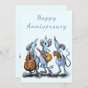 Funny Anniversary Card Mouse Music Band 