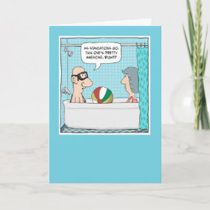 Funny anniversary card: Tub Staycation Card